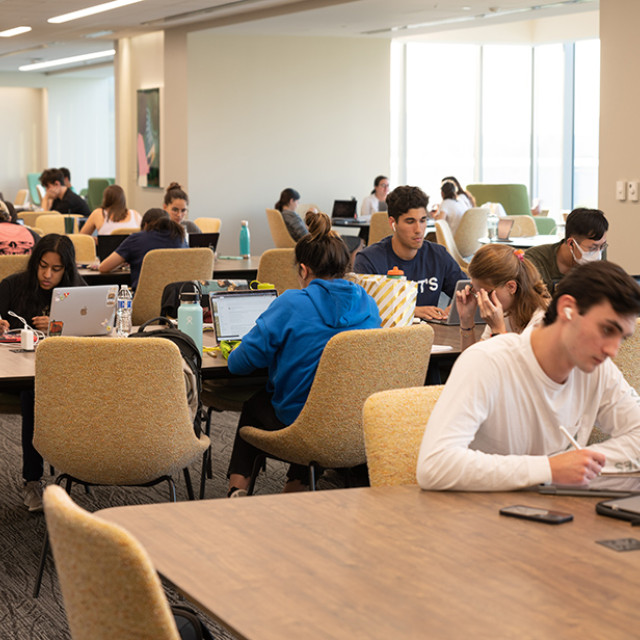 Students studying in the Library